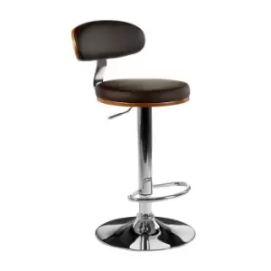 Contemporary Faux Leather Bar Stool with Chrome Base