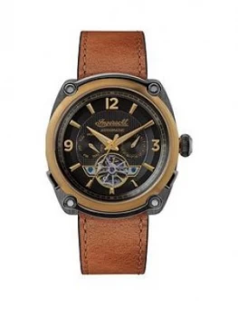 Ingersoll Ingersoll Limited Edition The Michigan Black And Bronze Plated Automatic Dial Tan Leather Strap Watch