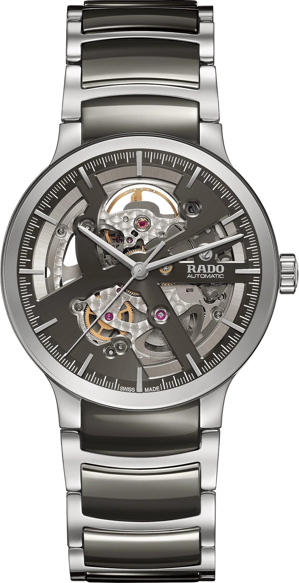 Rado Centrix Automatic Open Heart Unisex watch - Water-resistant 3 bar (30 m), Stainless steel, grey