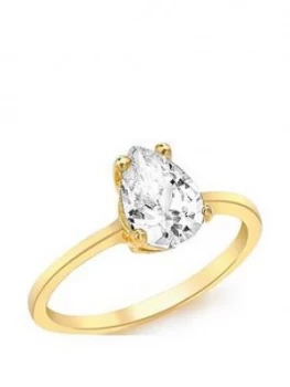 Love GOLD 9ct Yellow Gold Pear Cut Cubic Zirconia Ring, One Colour, Size J, Women