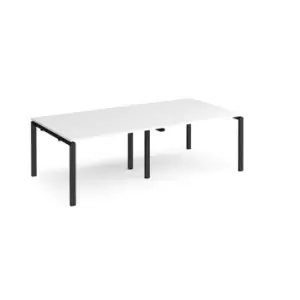 Dams Adapt rectangular boardroom table 2400mm x 1200mm - Black frame, white top