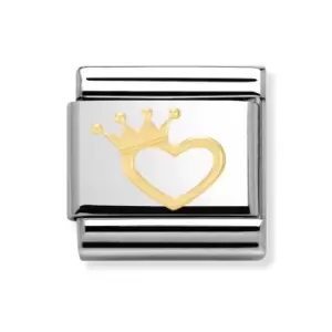 Nomination Classic Gold Heart & Crown Charm