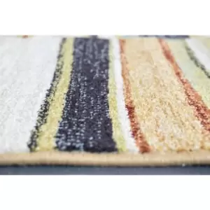 Homespace Direct - Rug Woodstock Light Multi Stripe 133x195cm Carpet Large Rugs - Multicoloured