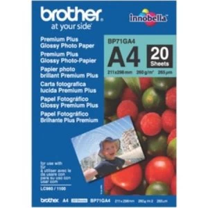 Brother BP71GA4 A4 260g/m2 Premium Plus Glossy Photo Paper 20 Sheets