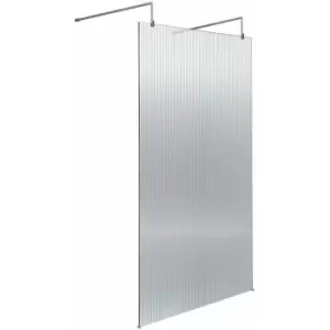 Hudson Reed Fluted Wet Room Screen with Support Arm and Feet 1000mm Wide - 8mm Glass