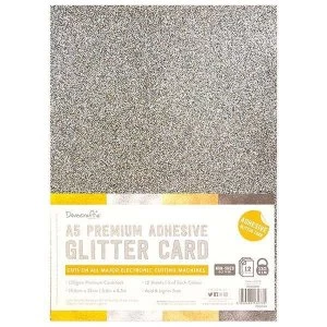 Dovecraft A5 Adhesive Glitter Card Metallic 130gsm 12 Sheets