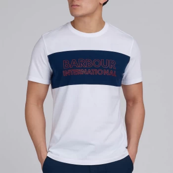 Barbour International Mens Panel Logo T-Shirt - White - XXL