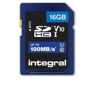Integral 16GB SD Card SDHC UHS-1 U1 Cl10 V10 Up To 100Mbs Read