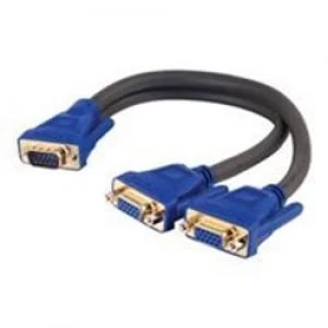 C2G Ultima SXGA Monitor Y-cable - VGA cable - HD-15 (M) - HD-15 (F) - moulded - charcoal - 30cm