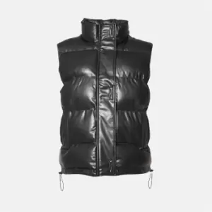 Missguided Plus Size Faux Leather Oversized Puffer Gilet - Black