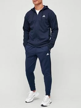 adidas Rib 3 Stripe Hood Tracksuit - Navy, Size XL, Men