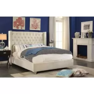 Adriana Upholstered Beds - Plush Velvet, Double Size Frame, Cream - Cream