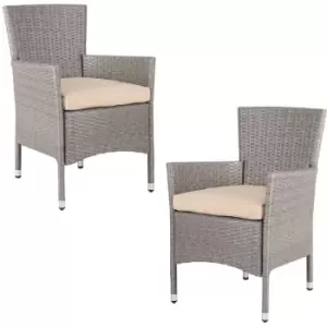 Casaria - Poly Rattan Chairs Garden Outdoor Patio Furniture Dining Seat Terrace Seating Wicker Stackable Lightweight Cream