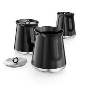 Morphy Richards Aspects Set of 3 Large Round Storage Canisters - Black