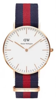 Daniel Wellington Unisex Classic Oxford 36mm Rose Gold Blue Watch