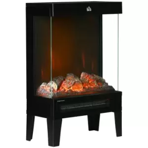 180° Charming Electric Fireplace Heater, Quiet Stove with LED Flame Effect Black
