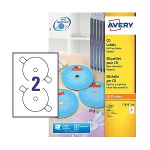 Avery L7676 100 White Full Face CDDVD Label Laser Pack 200