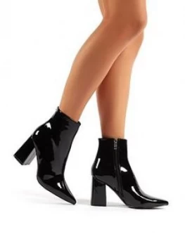 Public Desire Empire Wide Fit Ankle Boots - Black Patent, Size 8, Women