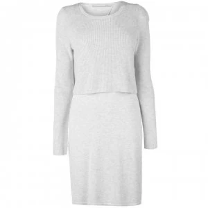 Oui Oui Double Layer Knitted Dress Ladies - 9087 Light Grey