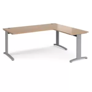 Office Desk Rectangular Desk 1800mm With Return Beech Tops With Silver Frames TR10