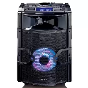 Lenco PMX-250 High Powered PA/DJ Mixer System with Bluetooth, USB, Built-in Battery, Wireless Microphone & Party Lights - Black
