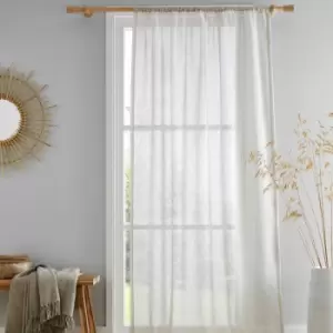 Kayla Textured Slub Slot Top Voile Curtain Panel, Natural, 55 x 54" - Drift Home