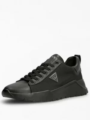 Guess Guess Lucca Leather Mix Logo Trainers, Black, Size 8, Men