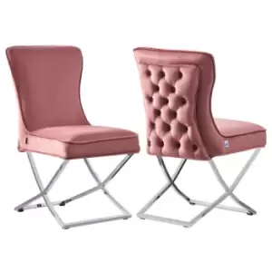 Trafalgar Lux Velvet Dining Chair - Pink - Set of 2