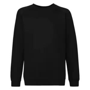 Fruit Of The Loom Childrens/Kids Unisex Raglan Sleeve Sweatshirt (5-6) (Black)