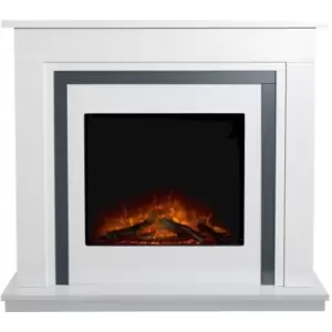 Adam - Brentwood Fireplace in Pure White & Grey with Ontario Electric fire, 43 Inch