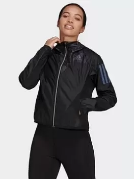 adidas Adizero Running Jacket, Black, Size L, Women