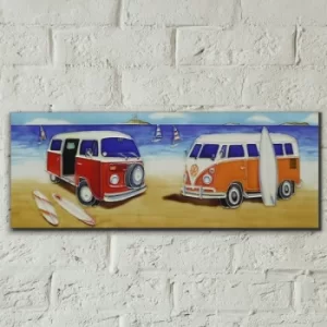 2 campervans at the beach 6x16 Tile