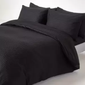 Black Egyptian Cotton Duvet Cover Set 330 Thread Count, Single - Black - Black - Homescapes