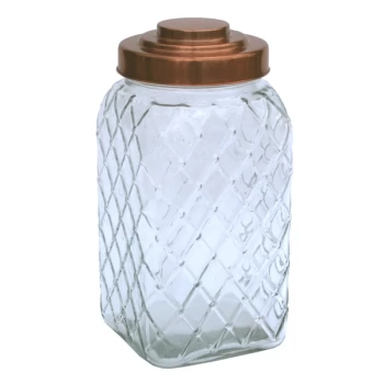 Copper Lidded Square Glass Jar - 12" Large