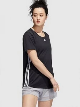 Adidas 3 Stripe Tee - Black, Size S, Women