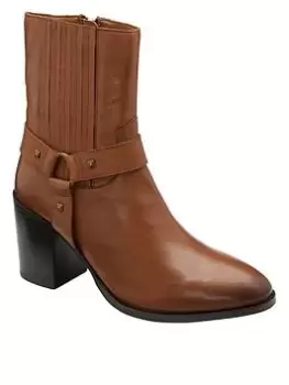 Ravel Ohey Tan Leather Western Ankle Boot, Brown, Size 7, Women