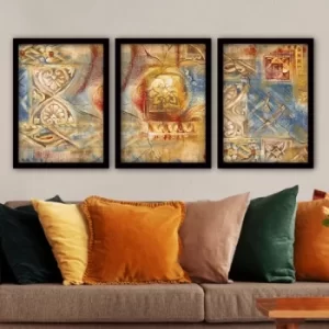 3SC12 Multicolor Decorative Framed Painting (3 Pieces)