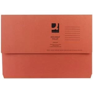 Q-Connect Document Wallet Foolscap Orange Pack of 50 KF23014