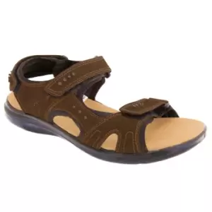 Roamers Mens 3 Touch Fastening Padded Sports Sandals (12 UK) (Brown)