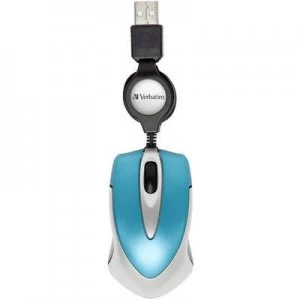 Verbatim Go Mini USB WiFi mouse Optical Cord winder Caribbean blue