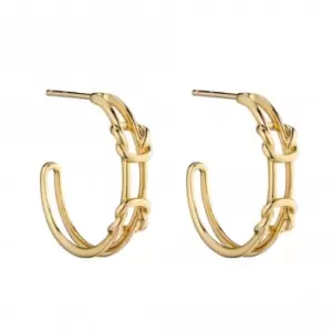 9ct Double Parallel Knots Yellow Gold Hoop Earrings GE2351