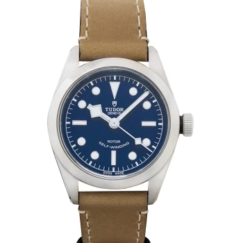 Black Bay 36 Automatic Blue Dial Beige Leather Strap Mens Watch