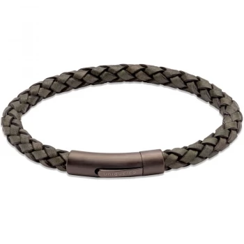 Unique & Co. Dark Green Leather Bracelet with Gunmetal IP Plated Steel Clasp