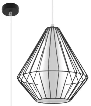 Demi 1 Light Caged Ceiling Pendant Black, White, E27