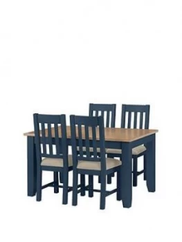 Julian Bowen Richmond 140 - 180 Cm Extending Solid Wood And Veneer Dining Table + 4 Chairs - Midnight Blue