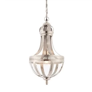 1 Light Pendant Bright Nickel Plated On Solid Brass, Glass, E27
