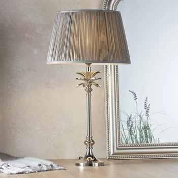 Freya Table Lamp Polished Nickel Plate & Charcoal Grey Silk 1 Light IP20 - E27