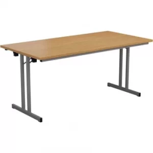 1200MM Rectangular Folding Table Silver/Oak