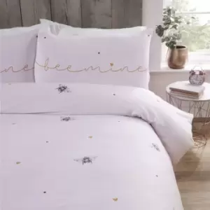 Bee Mine Bees & Hearts on a Pink Duvet Cover, Bedding Set. (Single), Multi