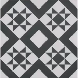 Black Modern Patterned Floor Tile 33 x 33cm - Mayfair